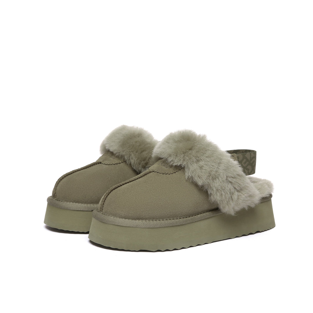 EVERAU Wagtail Caribou Platform Slippers Kapcie Zielone