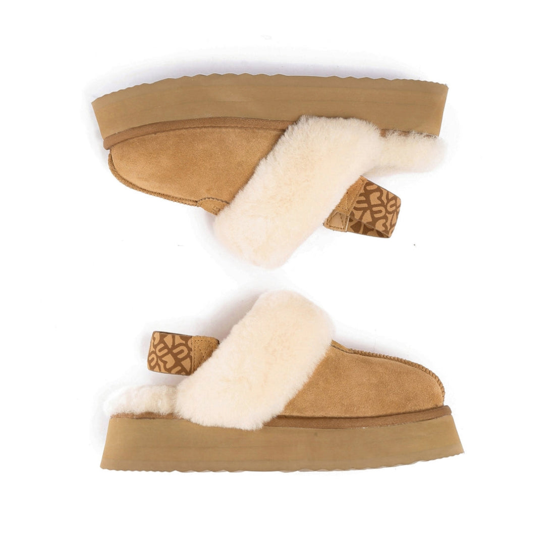 EVERAU Wagtail Chestnut Platform Slippers Kapcie Brązowe