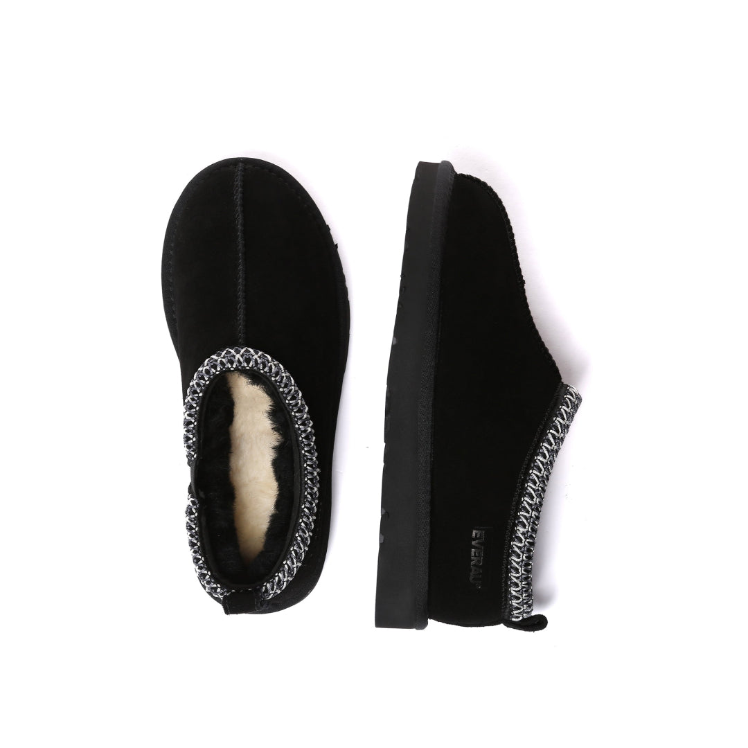 EVERAU Wigeon Black Leather Slippers Czarne