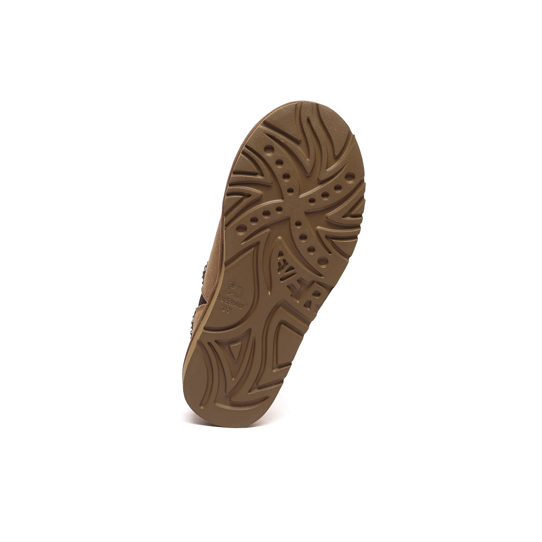 EVERAU Wigeon Chestnut Leather Slippers Brązowe