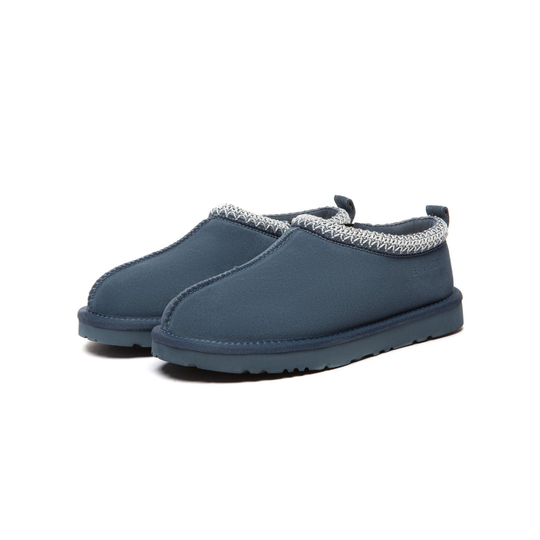 EVERAU Wigeon Denim Blue Leather Slippers Niebieskie