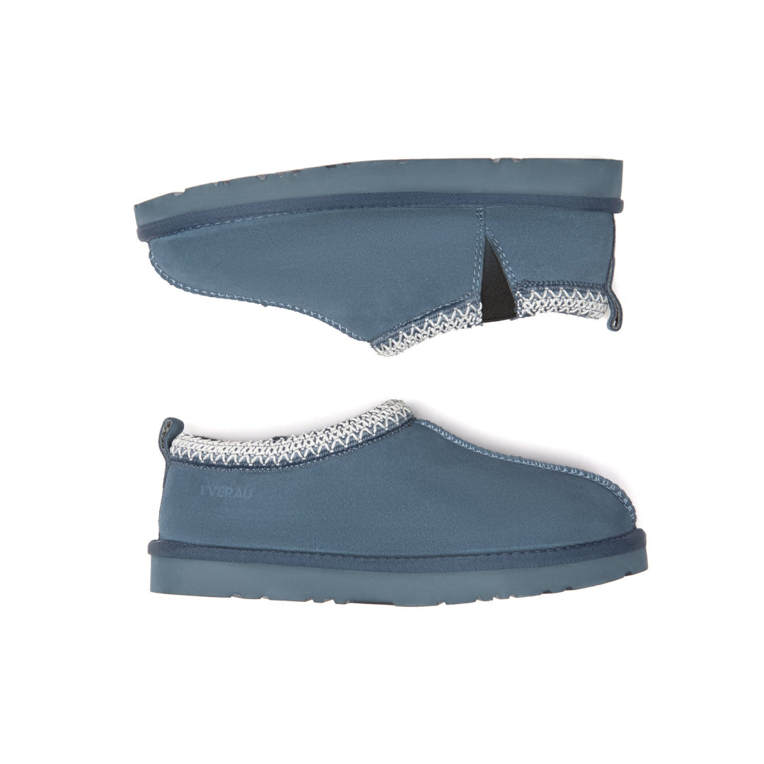 EVERAU Wigeon Denim Blue Leather Slippers Niebieskie