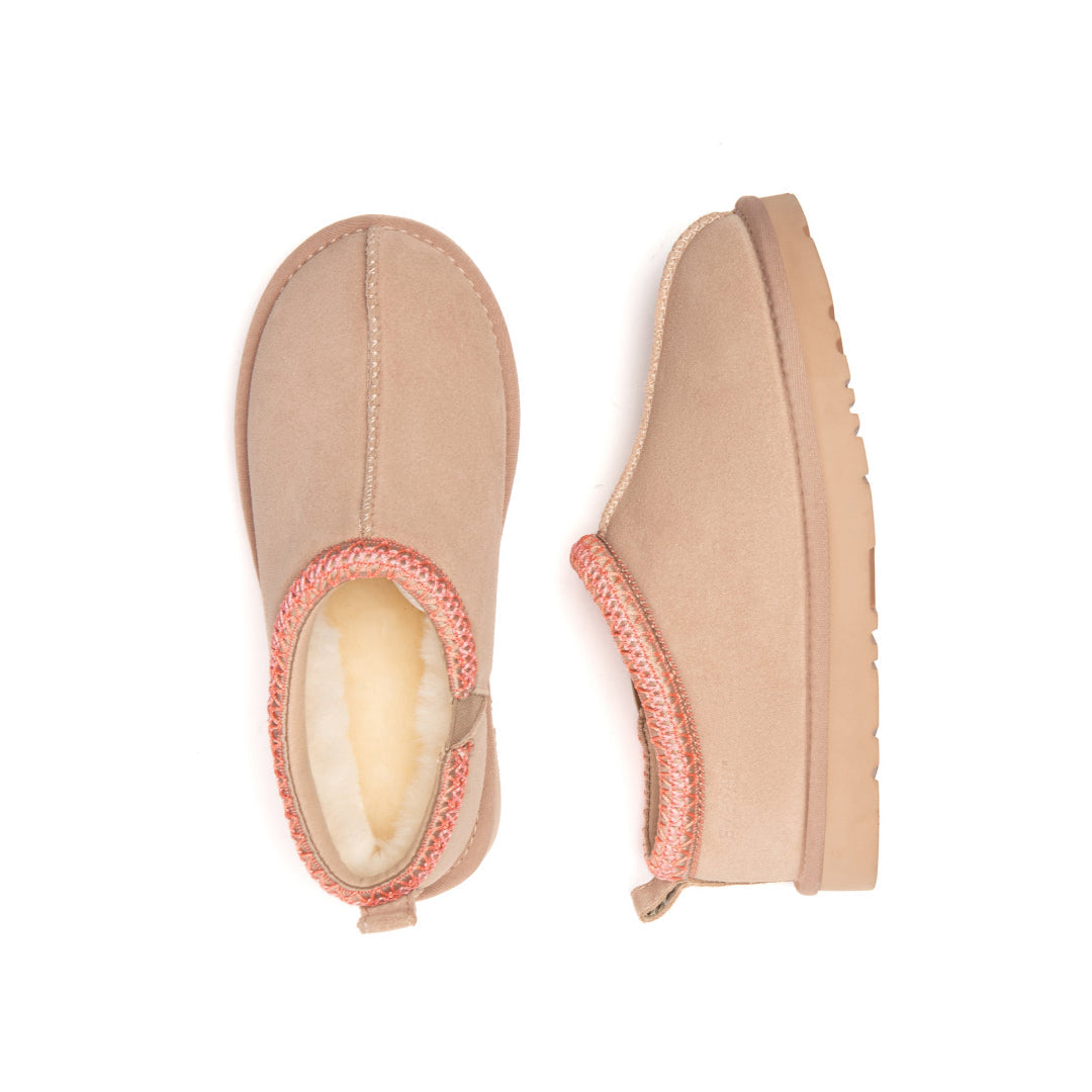 EVERAU Wigeon Blush Pink Leather Slippers Różowe