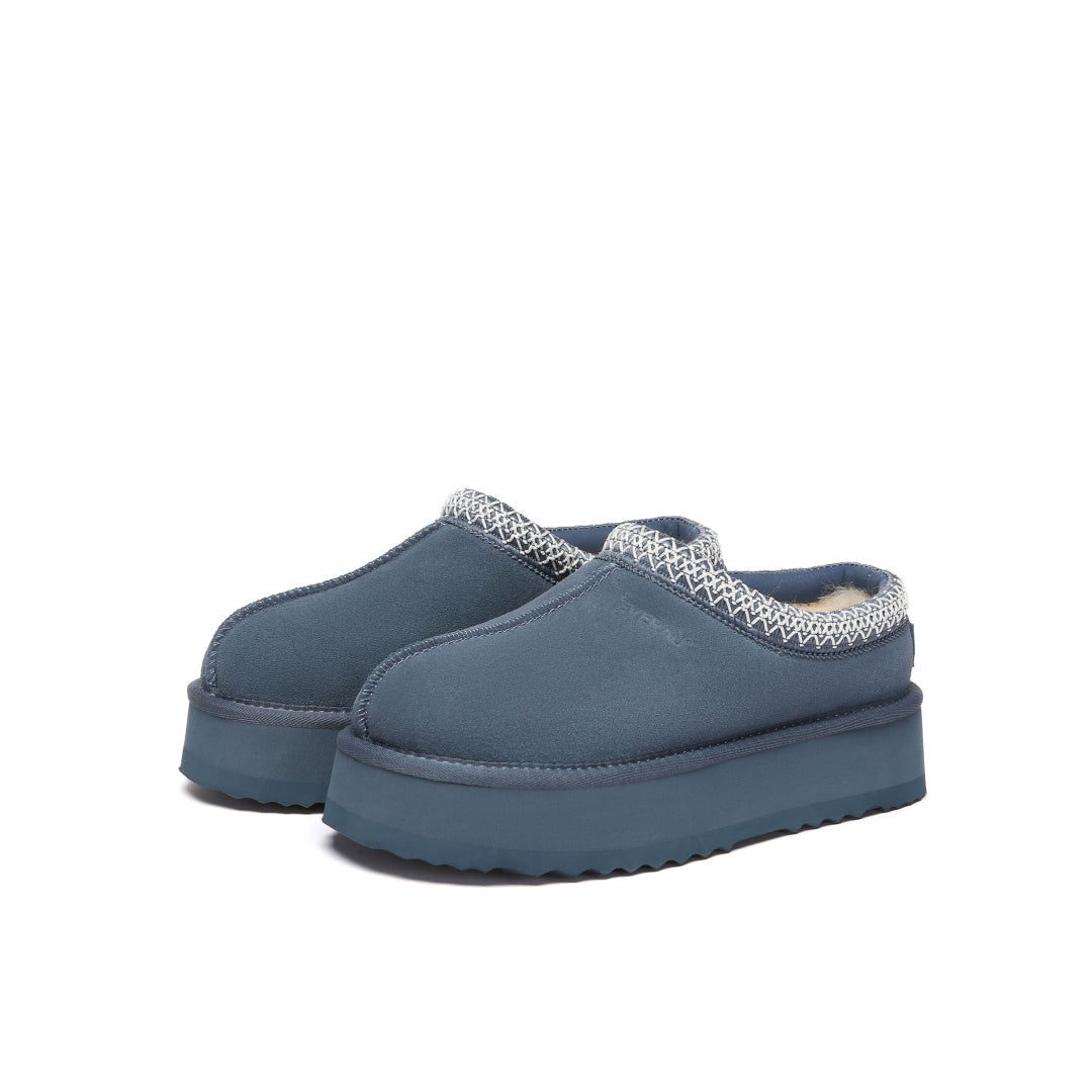 EVERAU Wonga Leather Slippers Kapcie Niebieskie