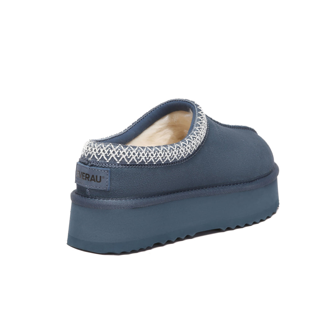 EVERAU Wonga Leather Slippers Kapcie Niebieskie