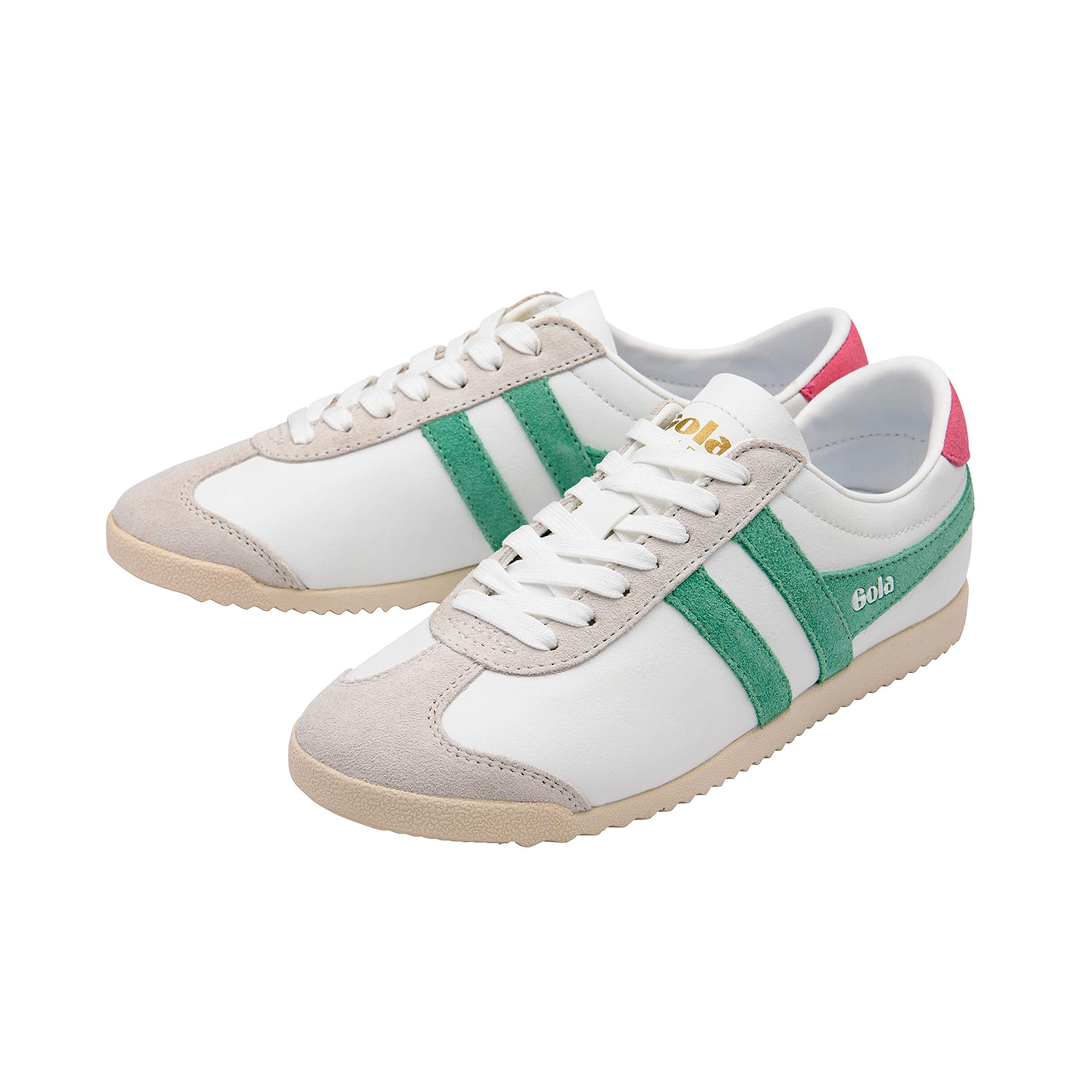 Gola Women's Bullet Pure Trainer White/Jade/Fluro Pink Sneakersy Damskie Białe