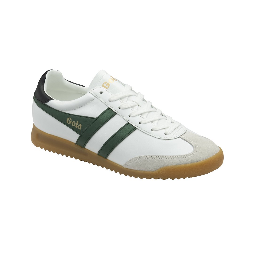 Gola Men's Torpedo Leather Trainer White/Evergreen/Black Sneakersy Męskie Białe Zielone