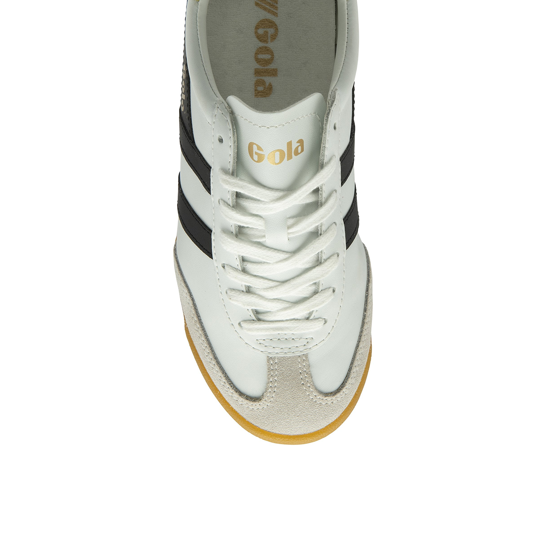 Gola Women's Torpedo Leather Trainer White/Black/Lemon Sneakersy Damskie Białe Limonkowe
