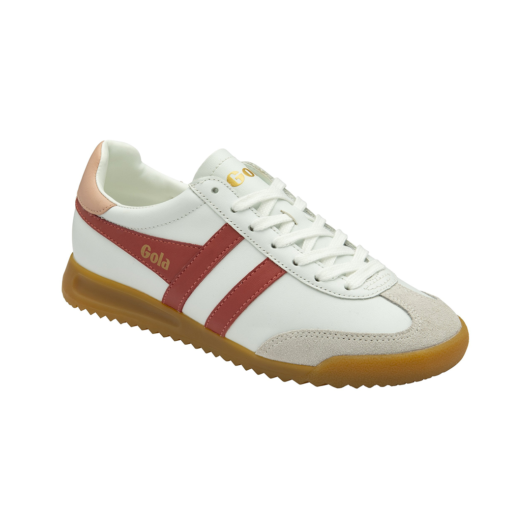 Gola Women's Torpedo Leather Trainer White/Clay/Pearl Pink Sneakersy Damskie Białe Bordowe
