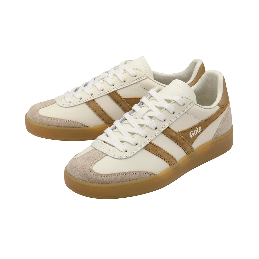 Gola Women's Viper Leather Trainer Off White/Bone/Light Caramel/Gum Sneakersy Damskie Beżowe