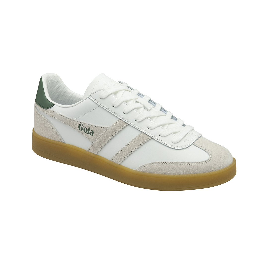 Gola Women's Viper Leather Trainer White/White/Evergreen/Gum Sneakersy Damskie Białe Zielone