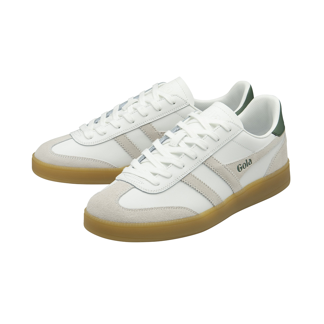 Gola Women's Viper Leather Trainer White/White/Evergreen/Gum Sneakersy Damskie Białe Zielone