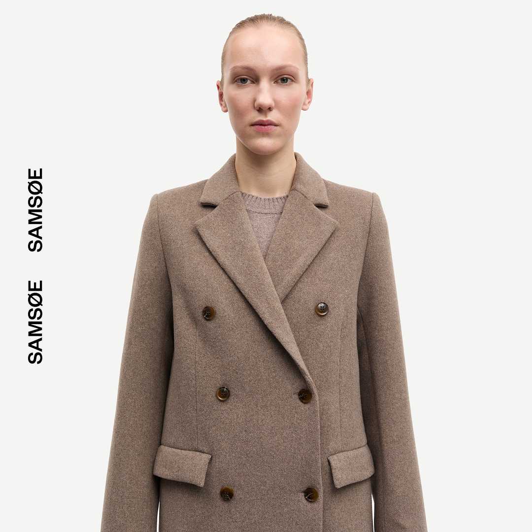 SAMSØE SAMSØE - FALCON COAT PŁASZCZ BEŻOWY