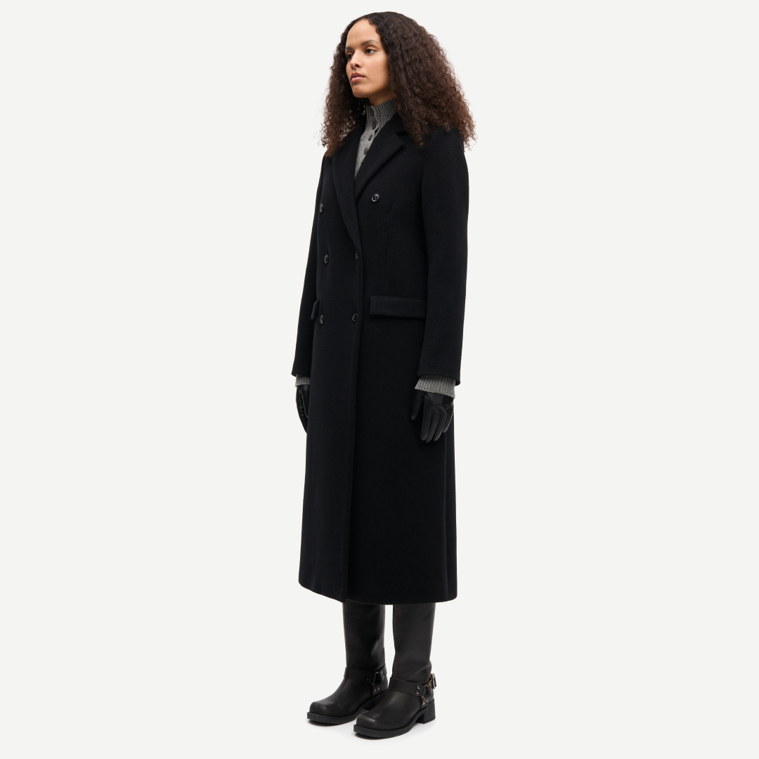 SAMSØE SAMSØE - FALCON COAT PŁASZCZ ZIMOWY CZARNY