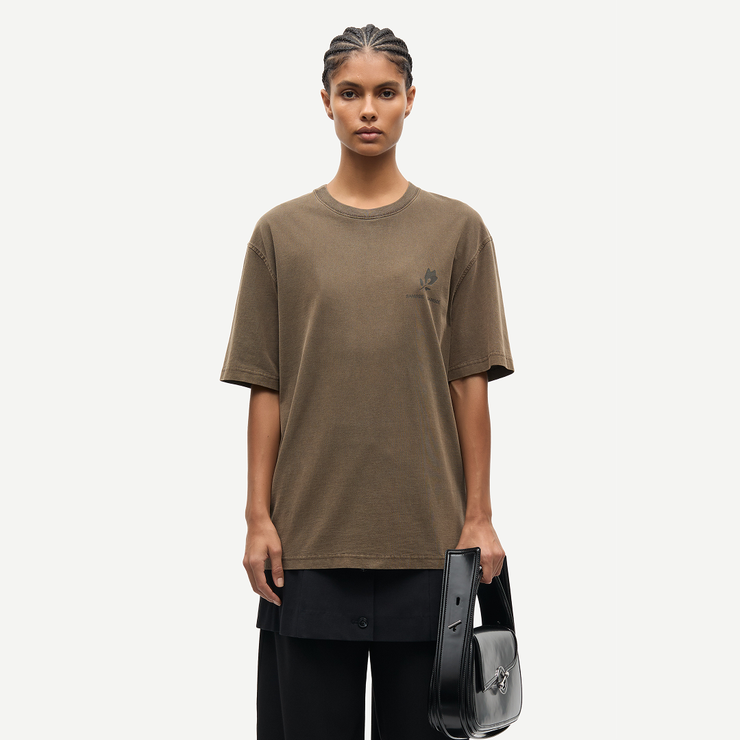 SAMSØE SAMSØE - SACOHEN T-SHIRT BROWN STAMP