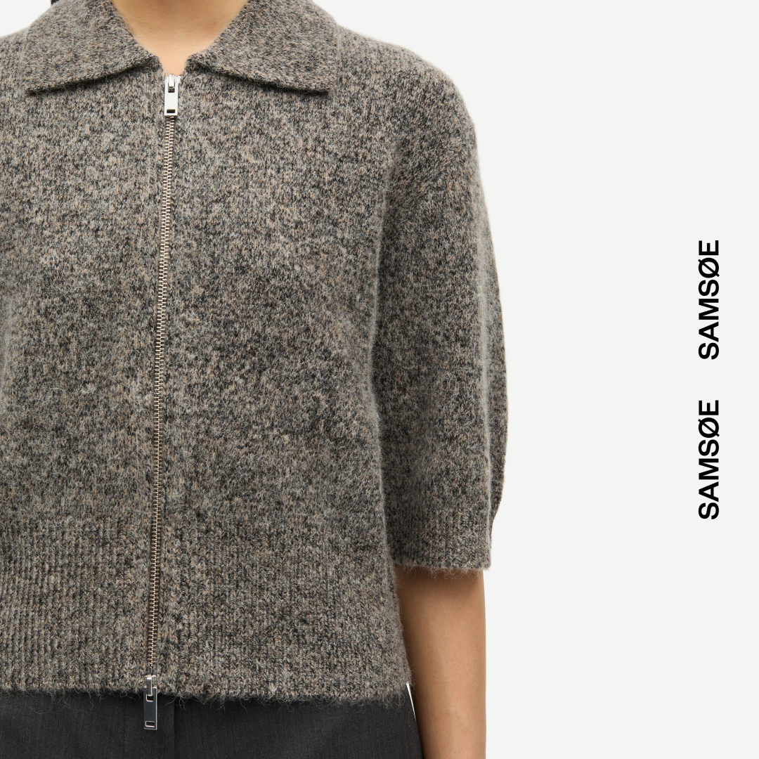 SAMSØE SAMSØE - SAKELSIE KARDIGAN BRĄZOWY MELANŻ