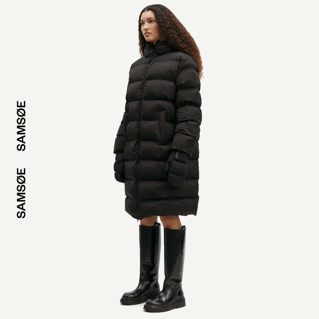 SAMSØE SAMSØE - SASERAN COAT PŁASZCZ ZIMOWY CZARNY